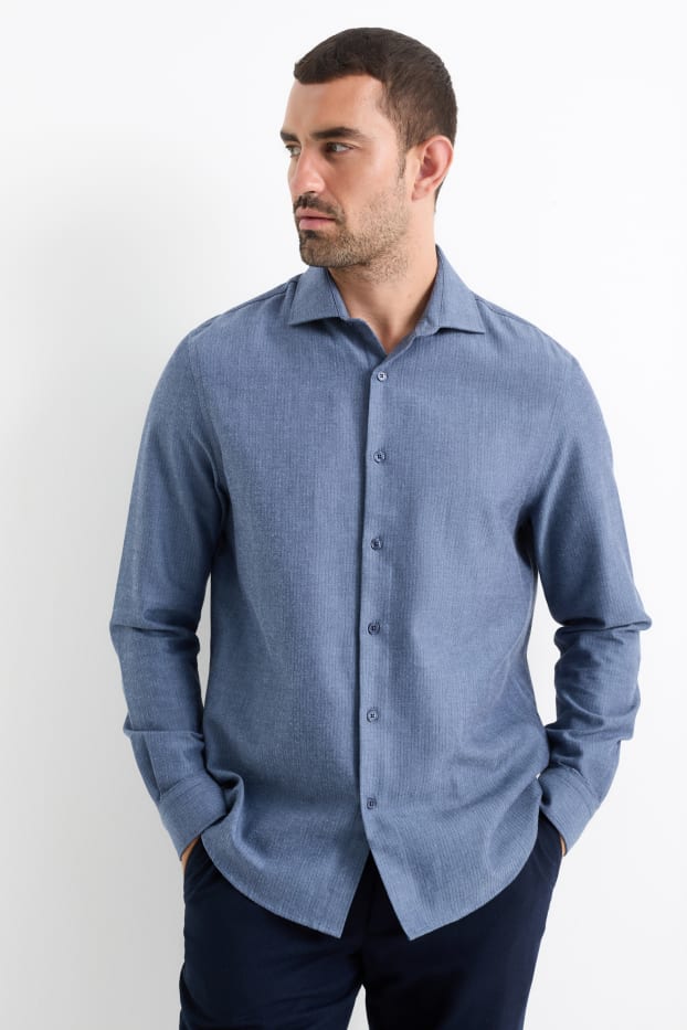 Hommes - Chemise - regular fit - col cutaway - bleu foncé
