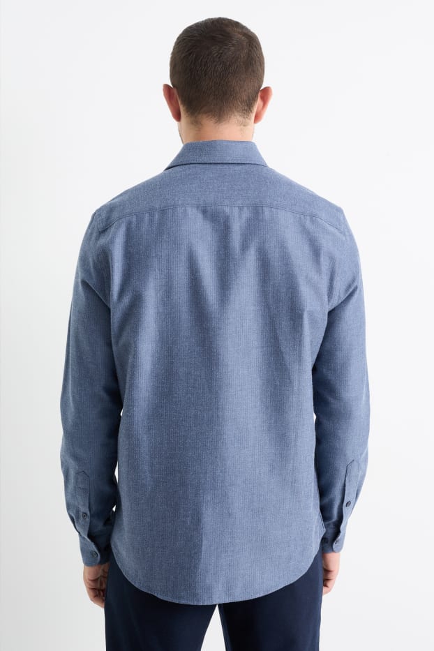 Hommes - Chemise - regular fit - col cutaway - bleu foncé