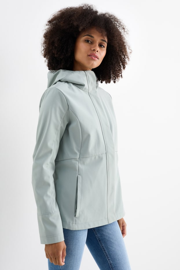 Femmes - Veste à coquille souple avec capuche - finition déperlante - 4 Way Stretch - vert menthe