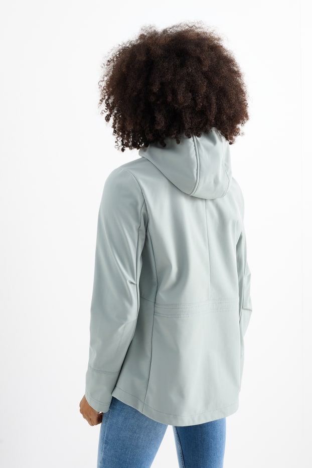Femmes - Veste à coquille souple avec capuche - finition déperlante - 4 Way Stretch - vert menthe
