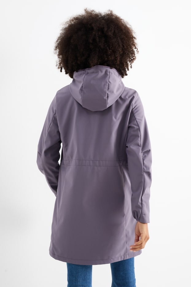 Mujer - Abrigo softshell con capucha - impermeable - 4 Way Stretch - violeta