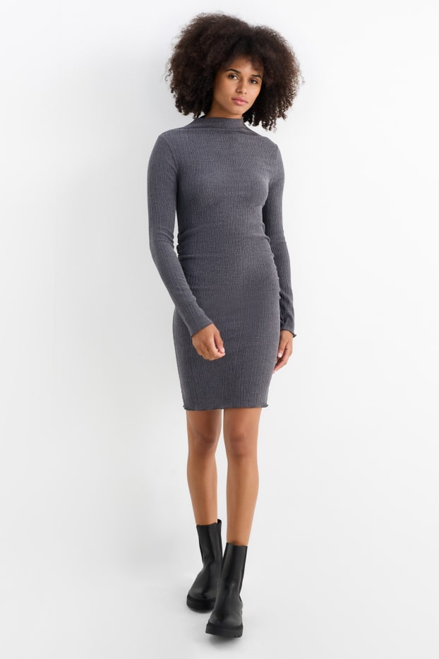 Dona - Vestit cenyit - gris fosc