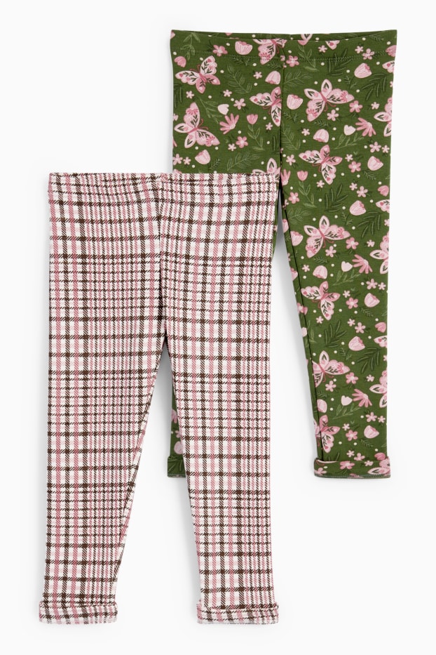 Enfants filles - Lot de 2 - leggings - rose