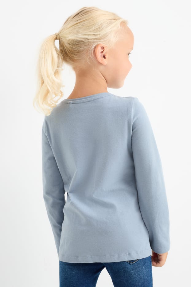 Kinder Mädchen - Multipack 2er - Regenbogen und Herz - Langarmshirt - hellblau