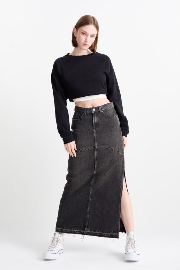 Women - Denim skirt - black