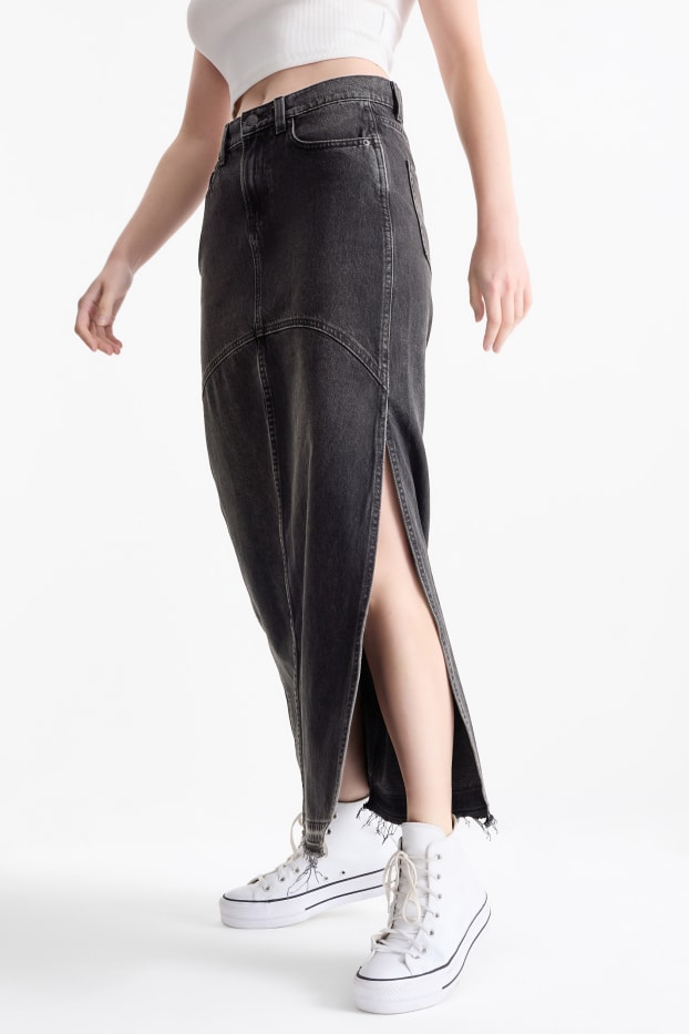 Women - Denim skirt - black