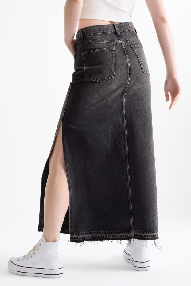 Women - Denim skirt - black
