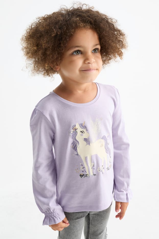 Nena - Paquet de 3 - unicorn - samarreta de màniga llarga - violeta clar