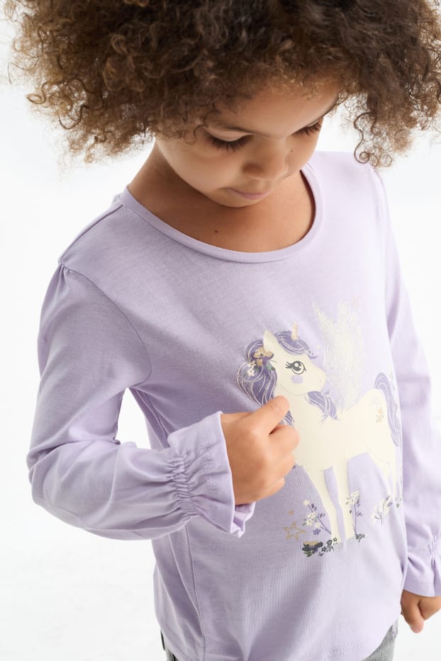 Nena - Paquet de 3 - unicorn - samarreta de màniga llarga - violeta clar