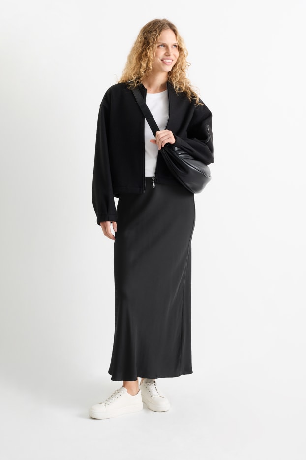 Damen - Satin-Rock - schwarz