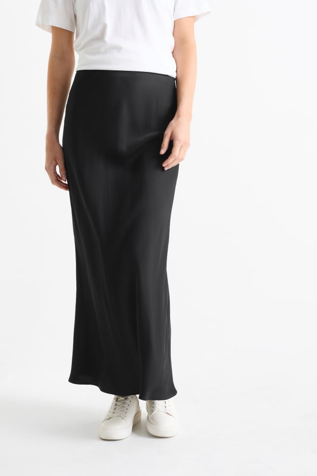 Damen - Satin-Rock - schwarz