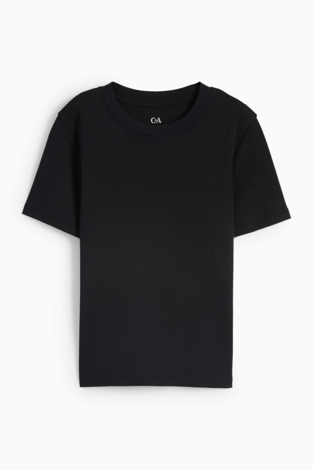 Femmes - T-shirt - slim fit - noir