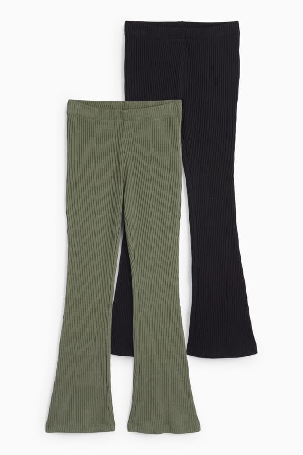 Kinderen: meisjes - Set van 2 - flared legging - zwart