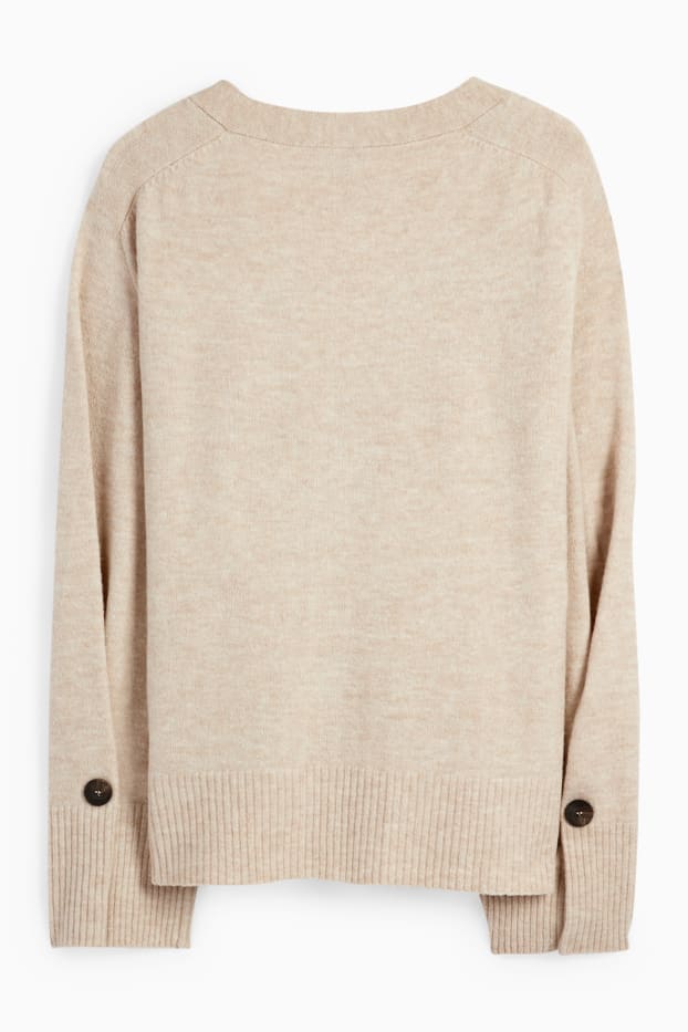 Femei - Cardigan tricotat - bej