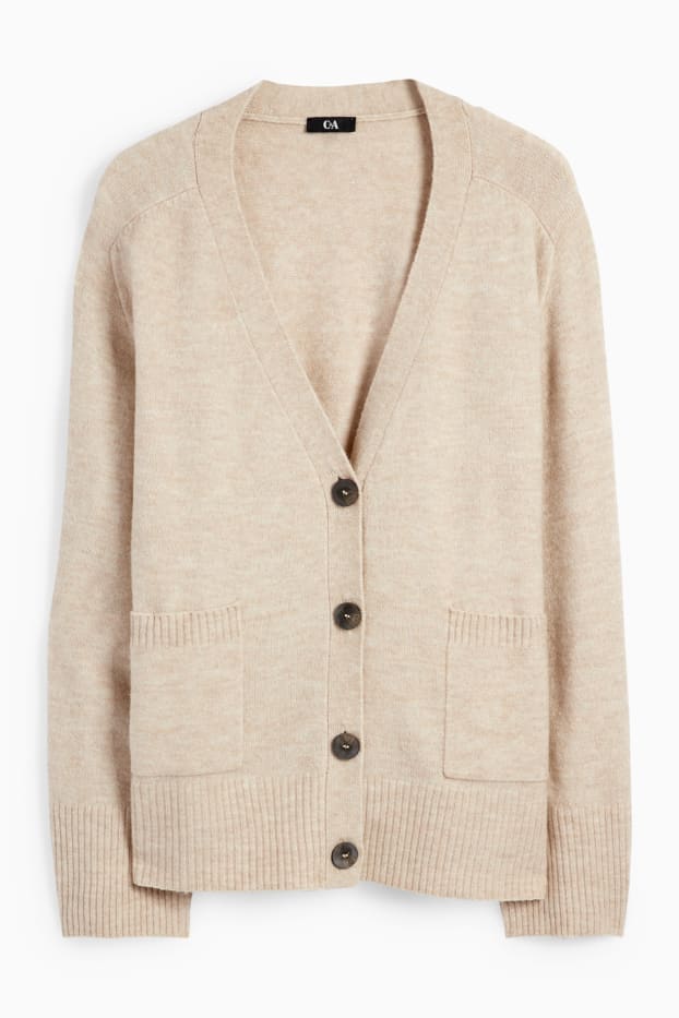 Femei - Cardigan tricotat - bej