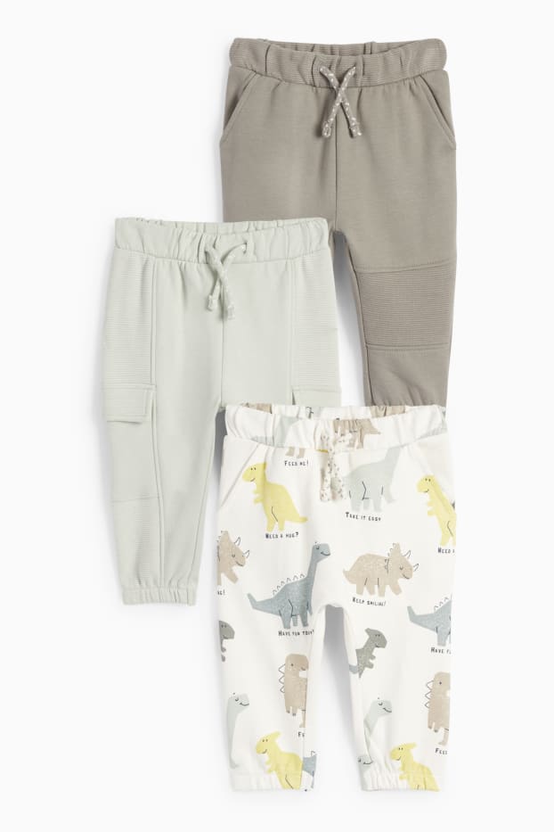 Baby Boys - Multipack of 3 - dinosaur - baby joggers - beige