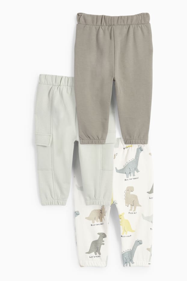 Baby Boys - Multipack of 3 - dinosaur - baby joggers - beige