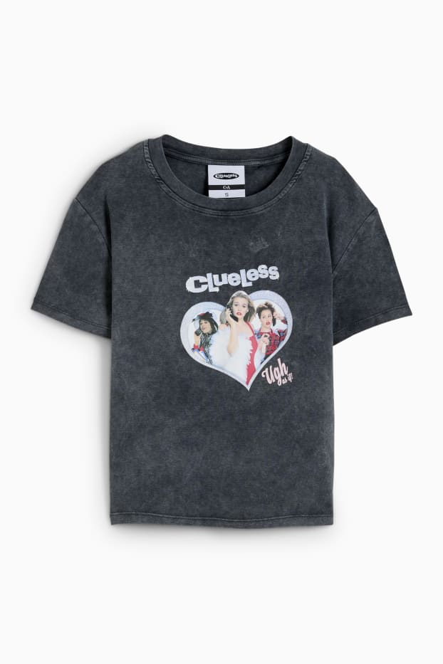Dames - T-shirt - Clueless - donkergrijs