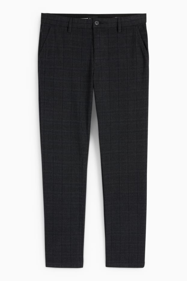 Hommes - Chino - slim fit - à carreaux - noir