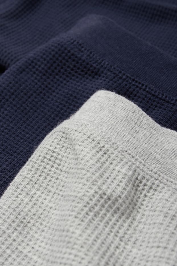 Kinderen: jongens - Set van 2 - lange onderbroek - blauw / grijs