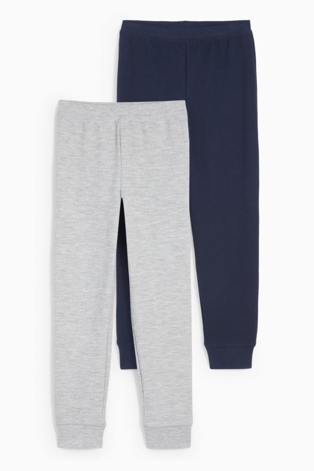 Kinderen: jongens - Set van 2 - lange onderbroek - blauw / grijs