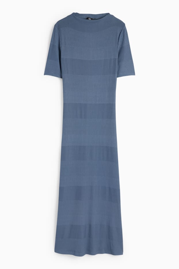 Dona - Vestit de punt - acanalat - blau