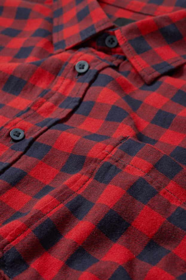 Hommes - Chemise - regular fit - col kent - à carreaux - rouge