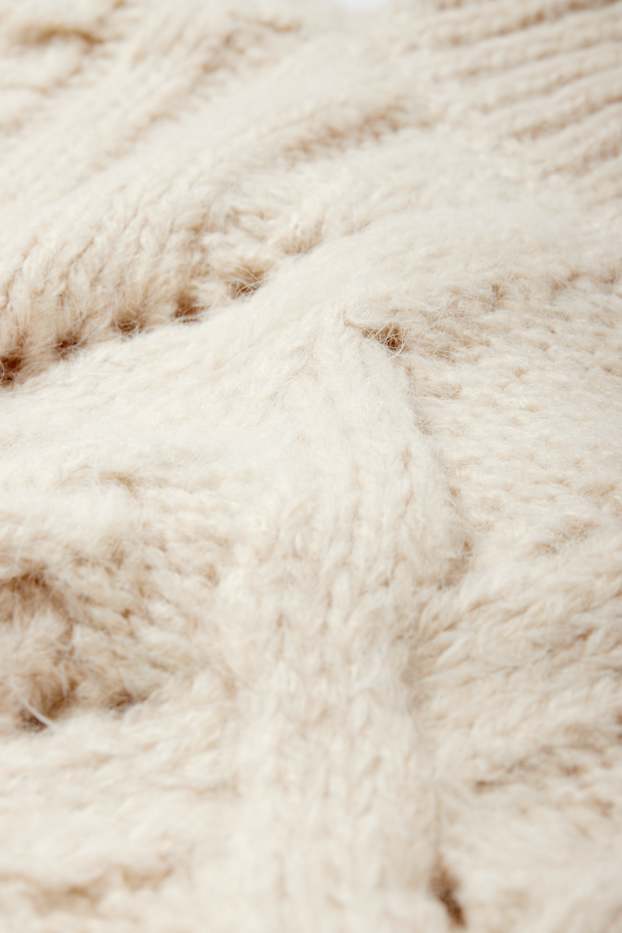 Femmes - Pullover - motif tressé - blanc crème
