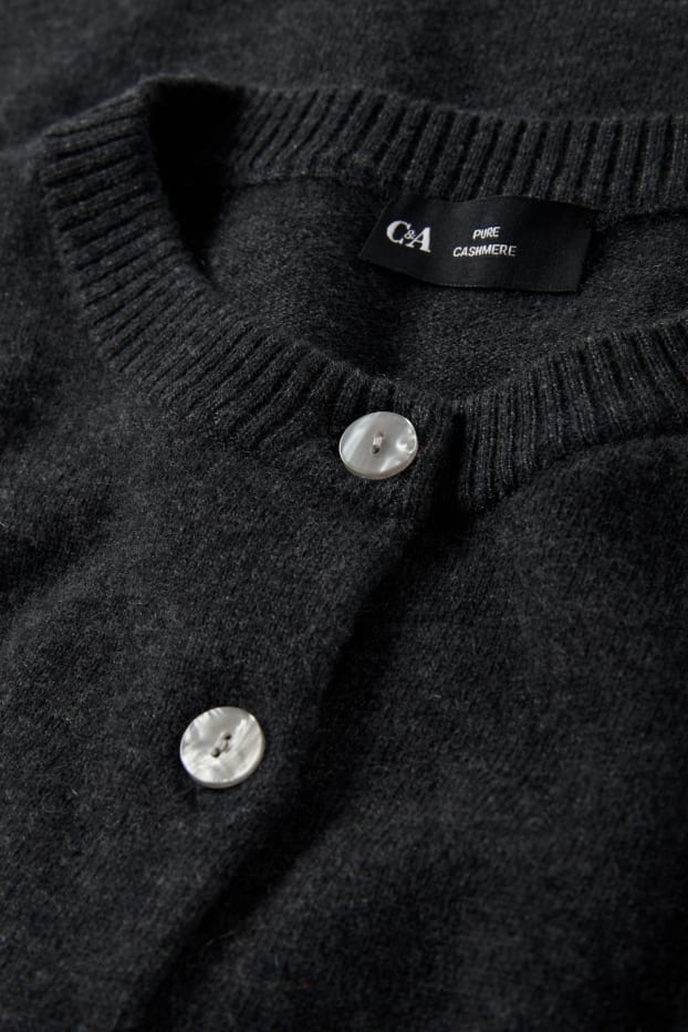 Damen - Kaschmir-Strickjacke - dunkelgrau