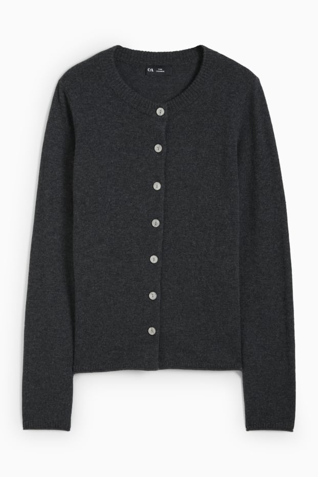 Damen - Kaschmir-Strickjacke - dunkelgrau