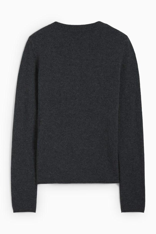 Damen - Kaschmir-Strickjacke - dunkelgrau