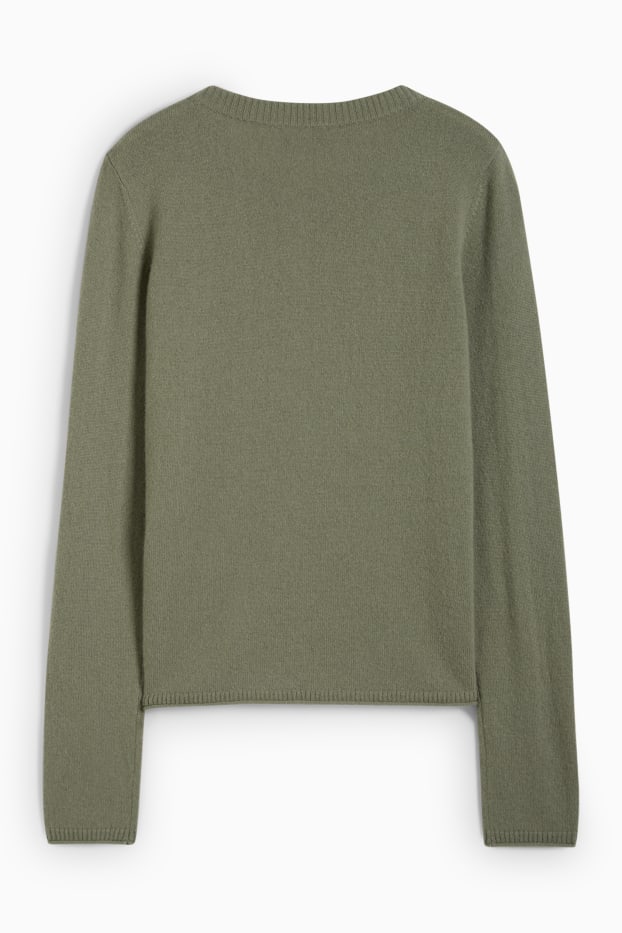 Damen - Kaschmir-Strickjacke - grün
