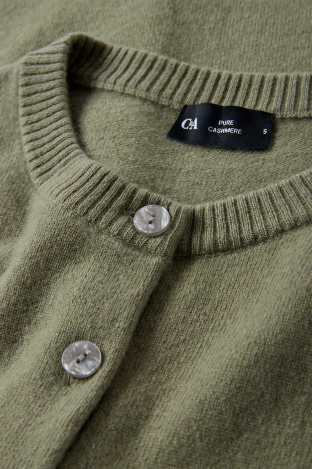 Damen - Kaschmir-Strickjacke - grün