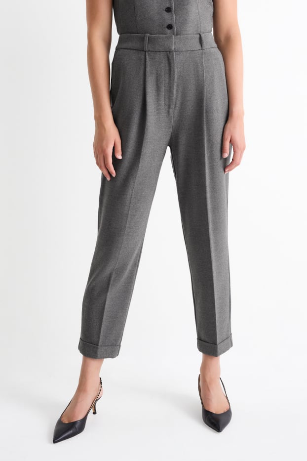 Damen - Business-Hose - High Waist - Wide Leg - dunkelgrau