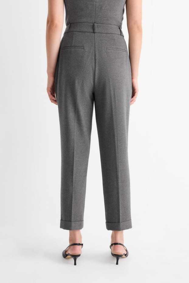 Damen - Business-Hose - High Waist - Wide Leg - dunkelgrau