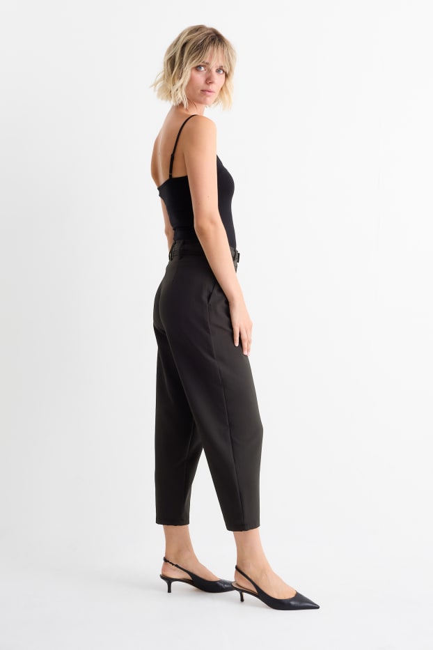Donna - Pantaloni - vita alta - tapered fit - nero