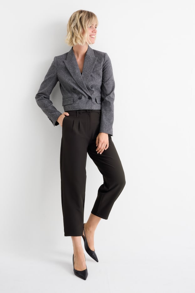 Donna - Pantaloni - vita alta - tapered fit - nero