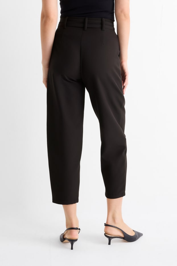 Donna - Pantaloni - vita alta - tapered fit - nero