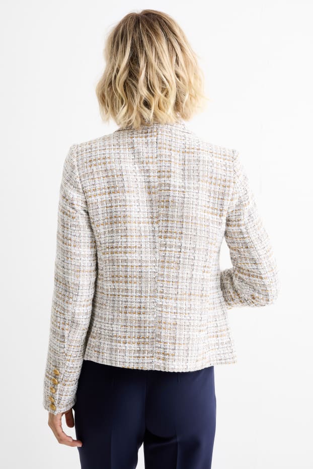 Women - Business blazer - fitted - patterned - light beige