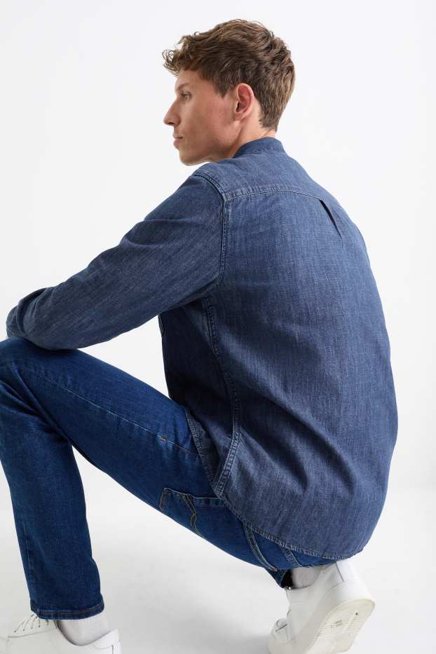 Hommes - Chemise en jean - regular fit - col kent - jean bleu foncé