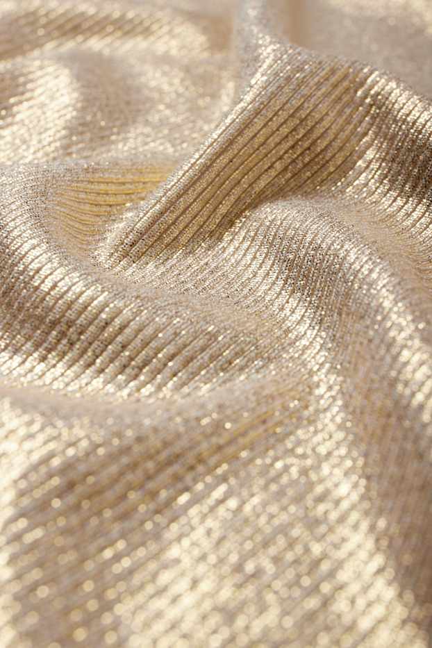 Donna - Maglia a dolcevita - effetto brillante - oro