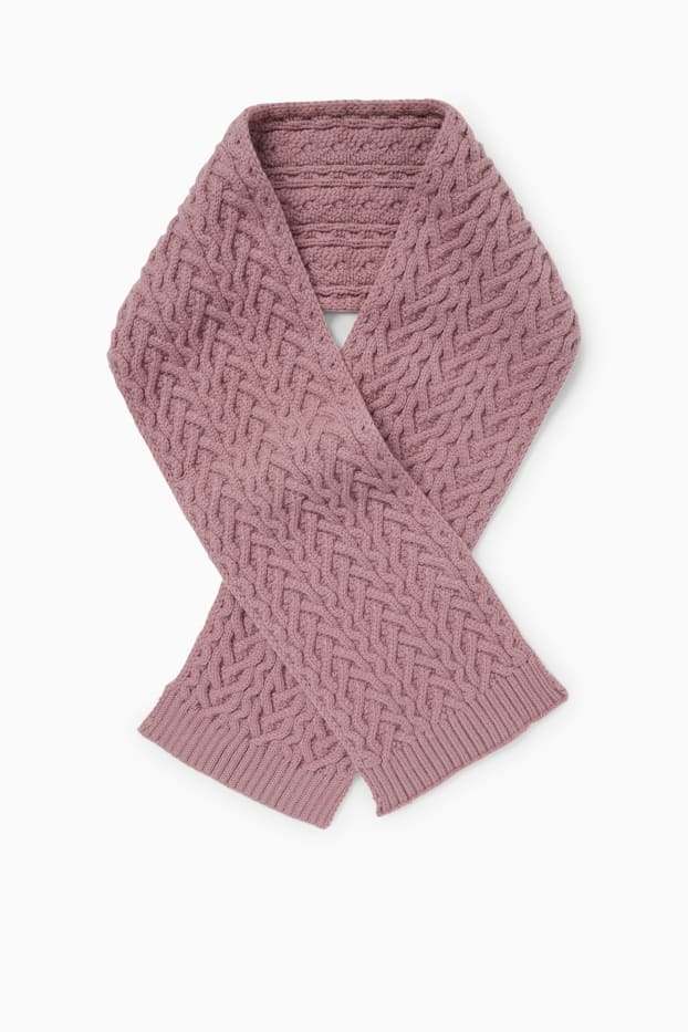 Kinder Mädchen - Schal - Zopfmuster - dunkelrosa