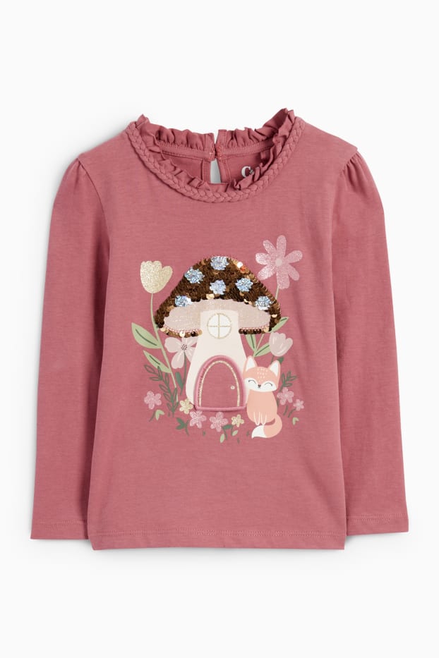 Copii - Fete - Pădure - tricou cu mânecă lungă - roz închis