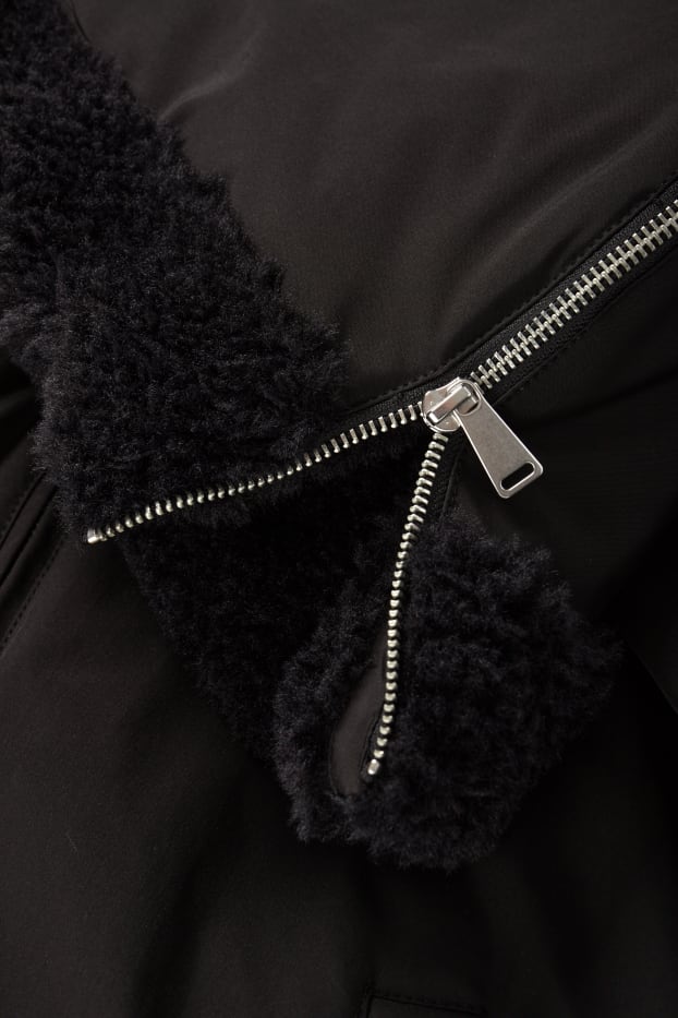 Women - Bomber jacket with hood - black