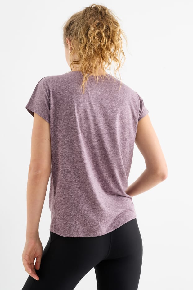 Dames - Sportshirt met V-hals - paars mix