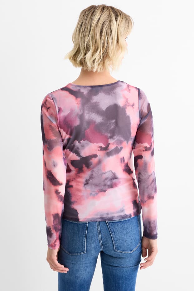 Donna - Maglia a maniche lunghe - fantasia - rosa