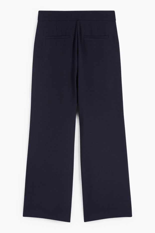 Dona - Pantalons de tela - mid waist - wide leg - blau fosc