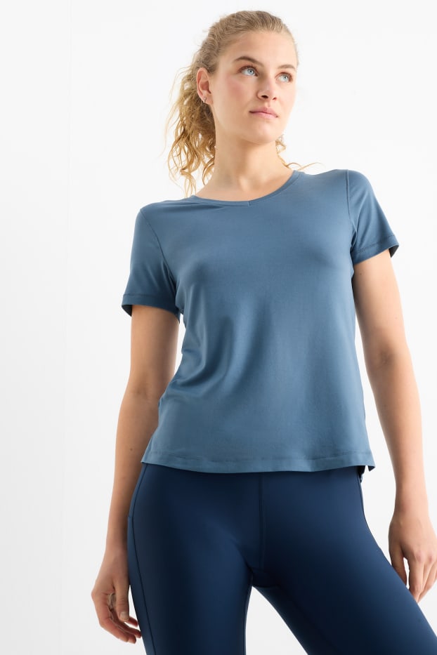 Dames - Sportshirt met V-hals - donkerblauw