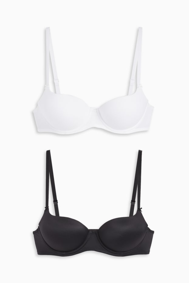 Femmes - Lot de 2 - soutiens-gorge avec armatures - FULL COVERAGE - ampliformes - noir