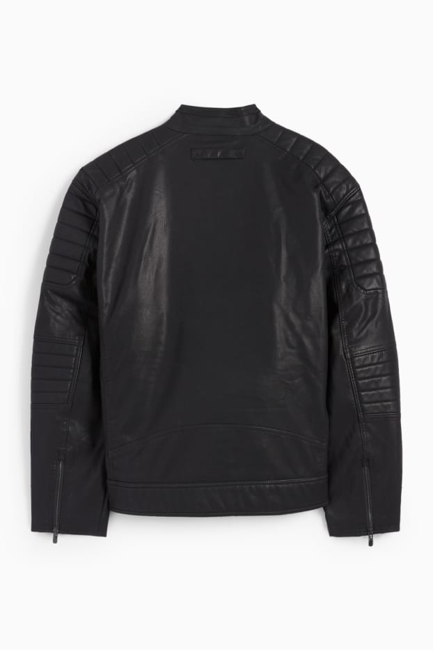 Men - Biker jacket - faux leather - black